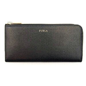 FURLA Zip Around Wallet Black round zip